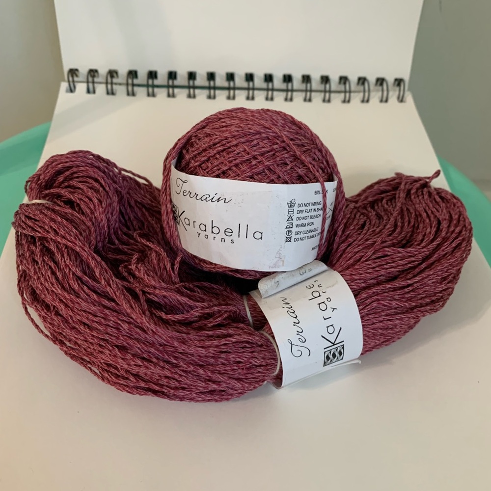 Lot of Karabella Terrain Yarn 50/50 Silk Cotton Maroon Berry 21105 Italy